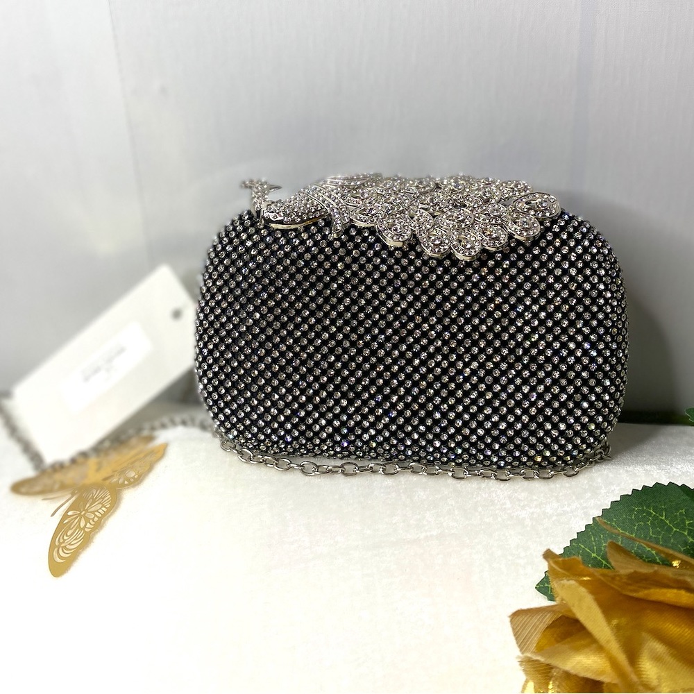 DAYANA FONTANA NYC Peacock Diamantes Clutch Hand Bag/